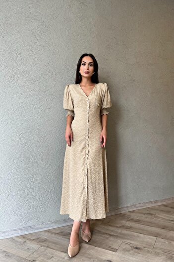 Seda Yalçın Atelier Polka Dot Mink Dress - Back Waist and Sleeve Gip