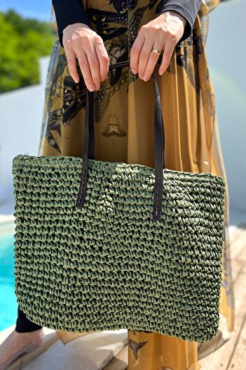 Remsa Mayo Straw Beach Bag - Remsa 011 Khaki