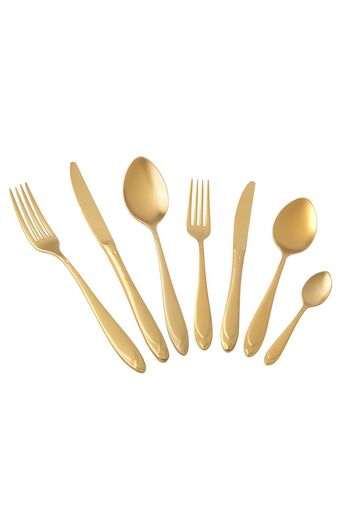 Jumbo Morfeu 12-Person 84-Piece Titanium Matte Gold Cutlery Set