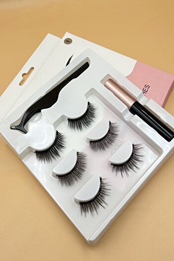ruby face Gerçek Görünümlü 3 Çift Manyetik Kirpik Manyetik Eyeliner Cımbız Seti