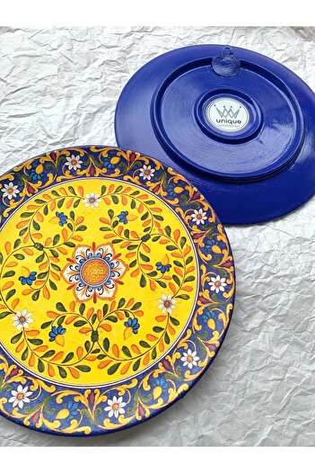 unique florya Dekoratif Duvar Tabağı Mutfak Bahçe Balkon Süsü Desenli Çiçekli Renkli Mandala Etnik Tabak No:33