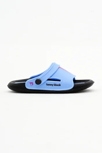 Tonny Black Unisex Children's Slippers - Blue Logo, Poili Sole