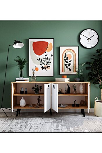 VM VERTEX MOBİLYA Mirza Modern Konsol 180 Cm Safir Meşe-beyaz