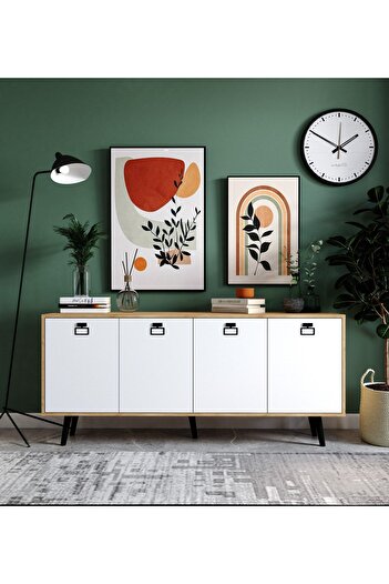 VM VERTEX MOBİLYA Mirza Modern Konsol 180 Cm Safir Meşe-beyaz