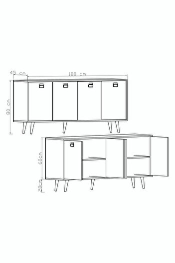 VM VERTEX MOBİLYA Mirza Modern Konsol 180 Cm Safir Meşe-antrasit