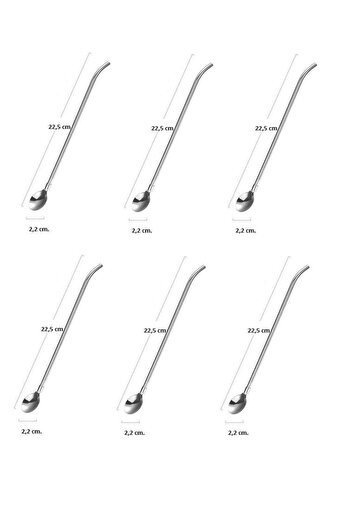 kitchenboost 6-Piece Steel Long Spoon Set - Cocktail, Mocca Latte and Bar Coffee Pot