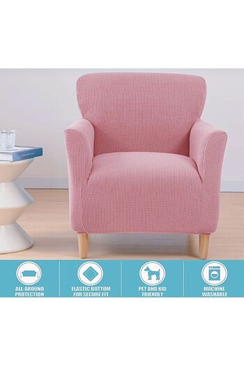 ÖZMAKAN 1 Piece Single Lycra Quality Sofa Cover - Washable Square Patterned Armchair Cover