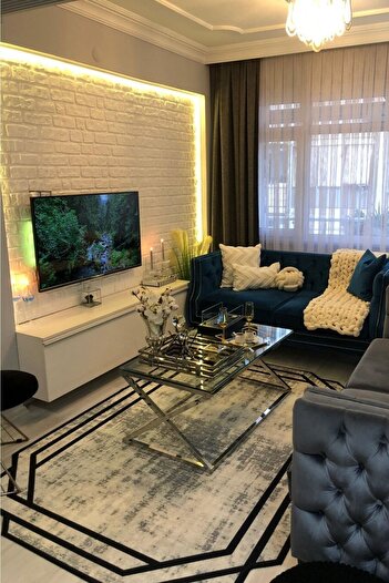 VOPTEKS Lazer Kesim Halı Gri Siyah Halı Yıkanabilir Yatak Odası Halısı Salon Halısı Koridor Halısı Yolluk