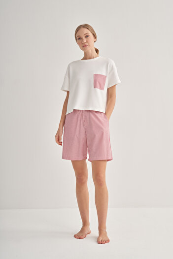 COLORDS Women's Pocket Detail Striped Shorts Pajama Set
