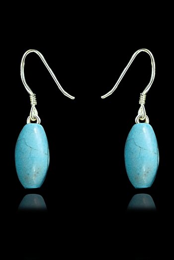 Tesbih Atölyesi Turquoise Barley Cut Certified Earrings - Turquoise Stone