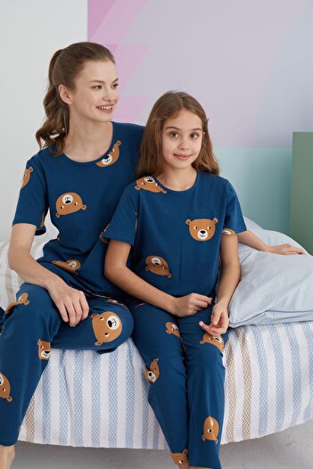 Siyah İnci Colorful Cotton Knitted Pajama Set