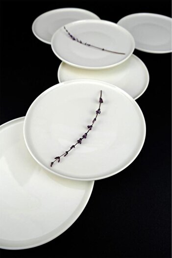 Digithome Elif 6-Piece Porcelain Cake and Presentation Plate Set 21 Cm Cream - TL4052396 C320.003