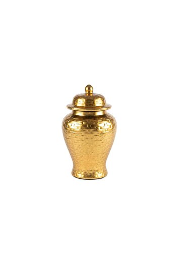Mikasa Moor Gold Hasır Desen Kapaklı Vazo Küp 20x34cm