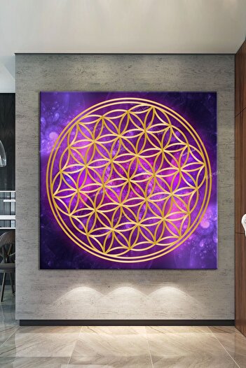 Morfil Sanat Atölyesi Flower of Life Sacred Geometry Sri Yantra Canvas Print