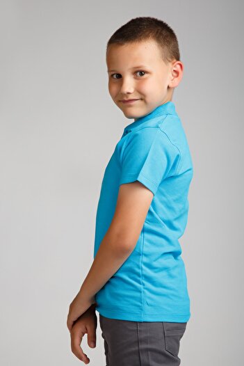 Dragora Penye Polo Yaka Mavi Okul T-shirt