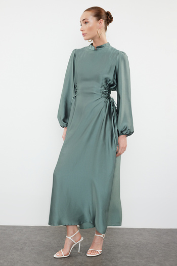Trendyol Modest Σατέν Βραδινό Φόρεμα - Μέντα, Μέση Britli, TCTSS23DB00037