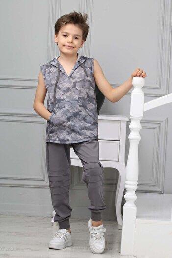 Asortik Kids Boy's Diving Fabric Sports Shorts T-Shirt Bermuda Bottom-Top Set