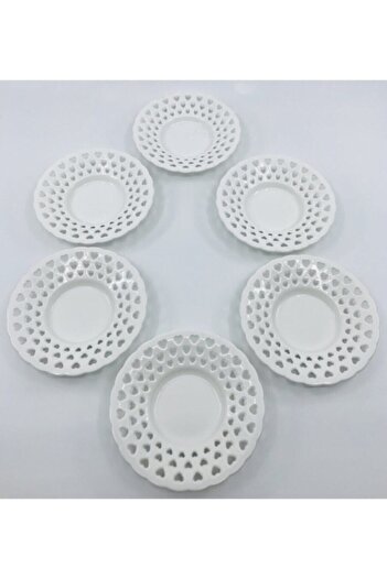 Sağlık Plastik Luxury Knitted, Straw Model Tea Plate Plastic. Porcelain Look 6 Pieces