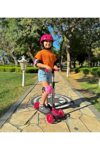 Blueeslife Led Işıklı 3 Tekerlekli Pembe Scooter
