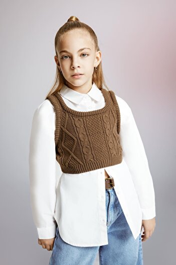 DeFacto Girl's Strap Knitwear Sweater - A6032a823au