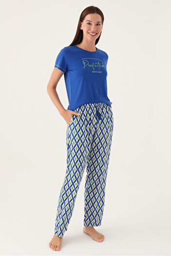 Arnetta Perfection Blue Women's Short Sleeve Pajamas Set