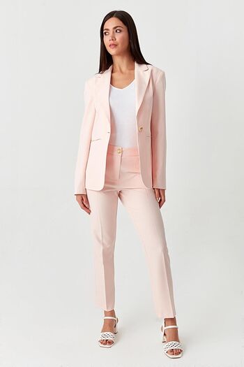Select Moda Kadın Pembe Gold Düğmeli Blazer Ceket