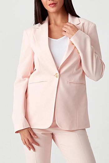 Select Moda Kadın Pembe Gold Düğmeli Blazer Ceket