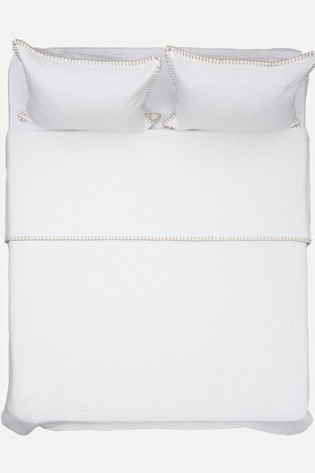 Koza Home Patara Light Milk Coffee Multi-Purpose 100% Cotton Double Bedspread 240x250 7506a
