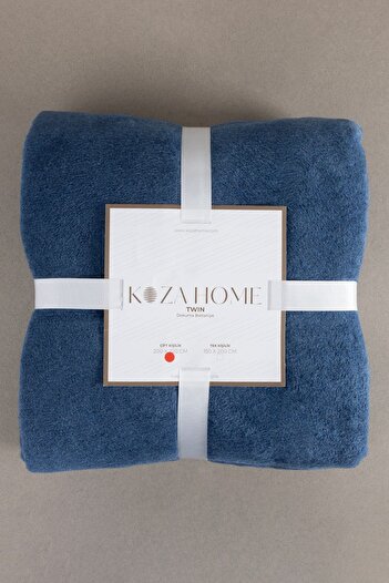 Koza Home Twin Soft Cotton Διπλή Κουβέρτα Μπλε Κρέμα 200 X 220 5009a