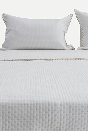 Koza Home Patara Beyaz Çok Amaçlı %100 Pamuk Çift Kişilik Yatak Örtüsü 240x250 7505a
