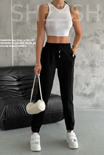 SHEESH APPAREL Black Modal Jogger Pants - Elastic Waist and Legs, Front Stitching Sweatpants
