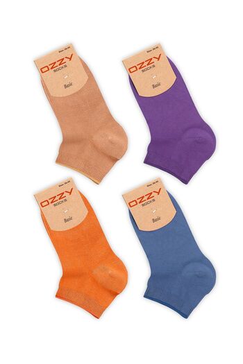 Ozzy Socks 4 чифта бамбукови дамски безшевни чорапи до глезена 4 сезона Издръжливи пети и пръсти в светли цветове