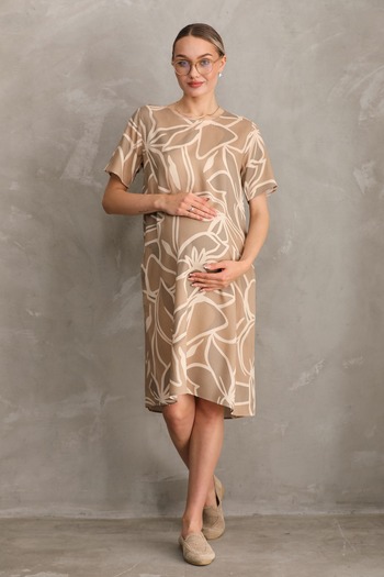 Miss Dünya Lissa Midi Dress with Side Pockets for Pregnant Women