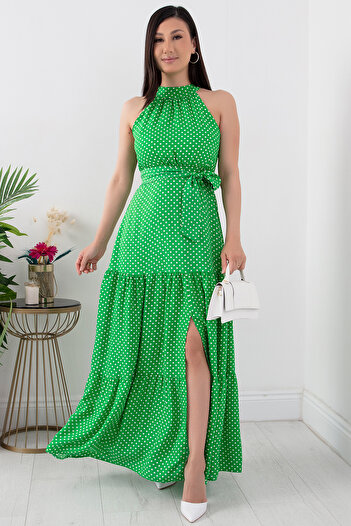 PULLIMM Halter Neck Polka Dot Dress - NY4233