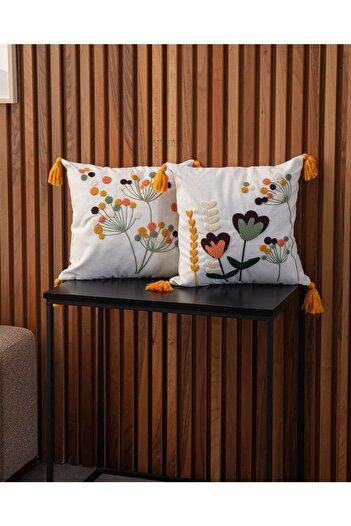 SWITA Home Design Double Combination Punch Embroidered Throw Pillow Cover (panch)