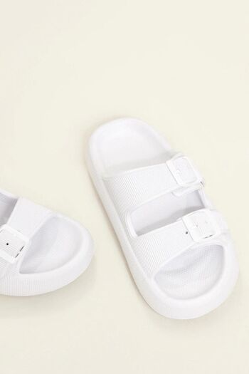 OZYO Lily White Double Band Eva Platform Daily Summer Beach Slippers