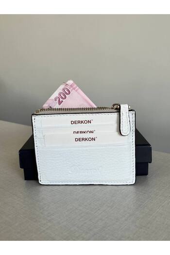 DERKON Λευκό Γνήσιο Δέρμα - Πορτοφόλι με φερμουάρ, Γυναικείο και Ανδρικό Μοντέλο City