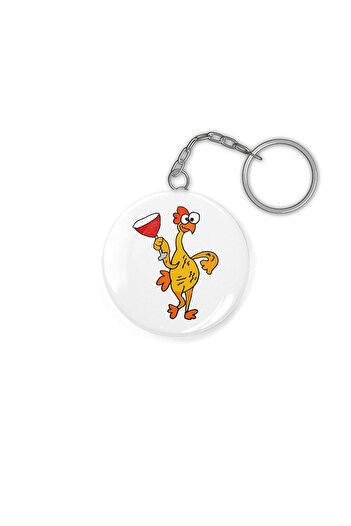 Fizello Funny Cute Rubber Chicken Dancing With Red Wine Glass Keychain