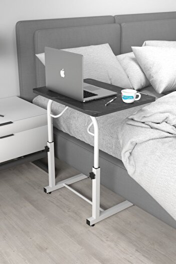 Depolife Eğim Yükseklik Ayarlı Laptop Sehpası Kahvaltı Ders Çalışma Bilgisayar Ofis Yemek Masası Metal Ayak