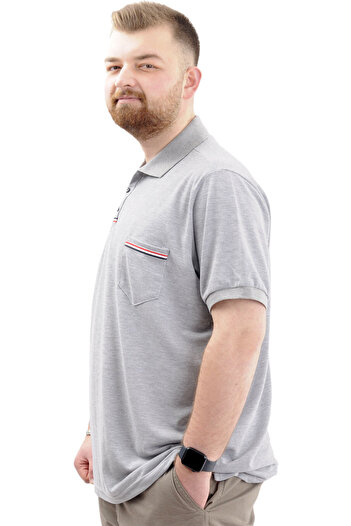 ModeXL Men's Polo Neck T-Shirt - Large Size, Pocket and Slit U24329 Grimelange