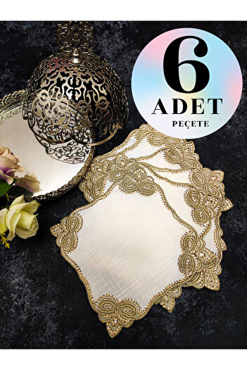 Çt Çeyizci Tekstil Sunumluk Peçete, Kokteyl Peçetesi, Kahve Yanı Sunumluk, Bardak Altlığı 6 Adet Sunum Peçetesi