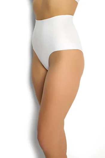 MYS GRUP TEKSTİL Ji̇ber Women's 3-piece White Microfiber Lycra High Waist Bato-bikini-slip-panty Set /699