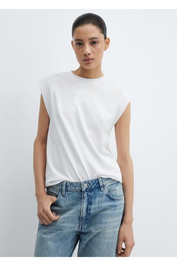 MANGO Woman Round collar cotton T-shirt