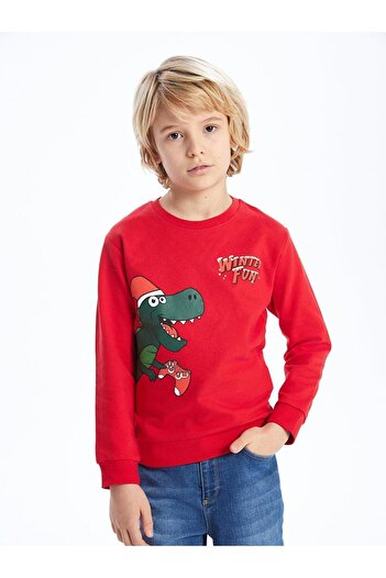 LC Waikiki Lcw Kids Crew Neck Christmas Themed Long Sleeve Boy Sweatshirt