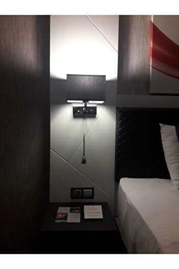 AKDENİZ AYDINLATMA ELEKTRİK MALZEMELERİ Yatak Başı Okuma Lambalı Abajurlu Ledli Aplik Hotel Yatakodası