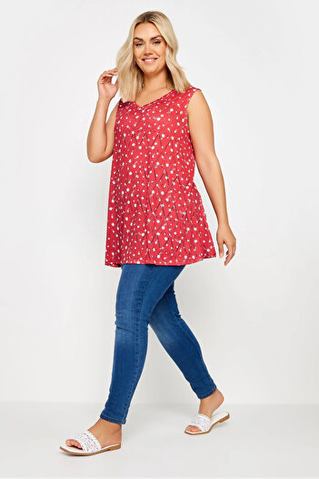 Stil Diva V-Neck Lace Detailed Plus Size Blouse - Unlined, Zero Sleeve303247
