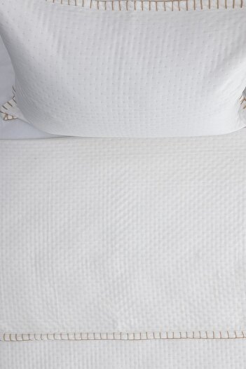 Koza Home Patara Light Milk Coffee Multi-Purpose 100% Cotton Double Bedspread 240x250 7506a