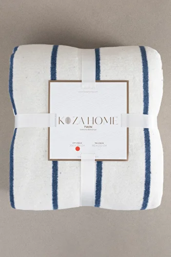 Koza Home Διπλή κουβέρτα Μαλακή Βαμβακερή Διπλή Κουβέρτα Μπλε Κρέμα 200 X 220 5027a