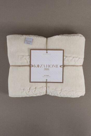 Koza Home Trenza Cream Double Blanket 200x220 15025