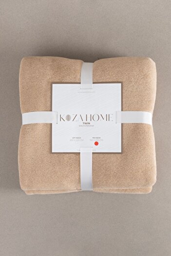 Koza Home Twin Soft Pamuklu Tek Kişilik Battaniye Kahve Mavi 150 X 200 5008a
